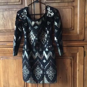 Express black sequin dress